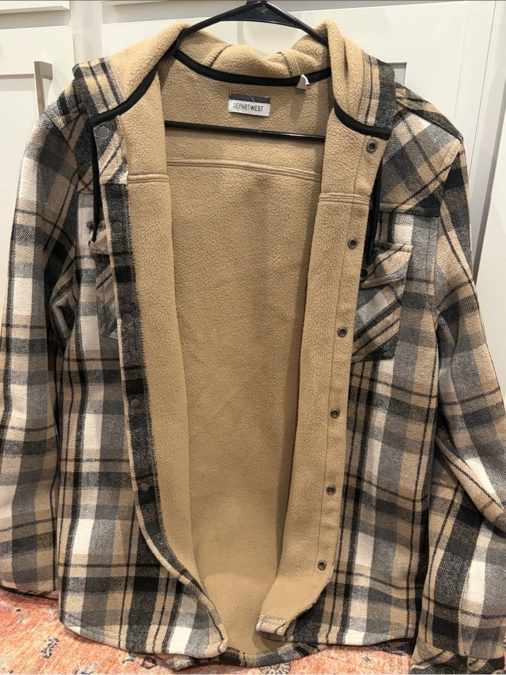 Depart West Men's Tan Plaid Lightweight Shirt Jacket